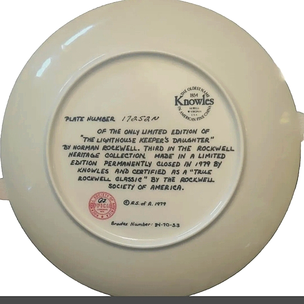 Norman Rockwell's Limit Ed.  "The Lighthouse Keepers Daughter" Collector's Plate - Picture 2 of 3